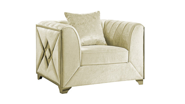 English Elm Velencia Modern Velvet Living Room Chair with Solid Wood Frame, Cushioned Seat for Luxurious Comfort Cream B009139135