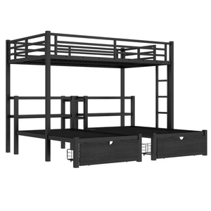 English Elm Twin Triple Bunk Bed Metal L-shaped Frame Sleeps Three Kids White Finish W1580S00480
