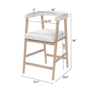 English Elm 24.5'' Seat Height Padded Counter Stools Curved Back Set of 2 for Kitchen Island Natural N780P354190N