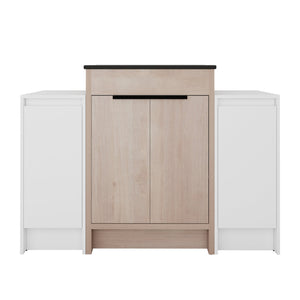English Elm 48 Inch Freestanding Bathroom Vanity With Black Ceramic Sink, Soft-Close Doors & Ample Storage W999S00313