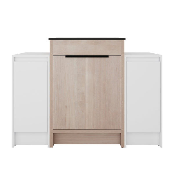 English Elm 48 Inch Freestanding Bathroom Vanity With Black Ceramic Sink, Soft-Close Doors & Ample Storage W999S00313