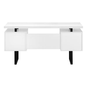 English Elm Computer Desk - Contemporary Home Office Setup With Storage Drawers, Reversible Design, 60" White & Black B2710P219863