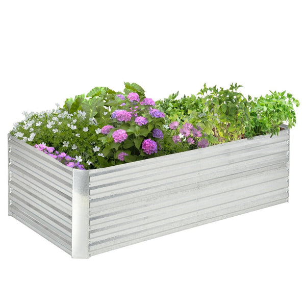 English Elm Outsunny Tall Galvanized Steel Raised Garden Bed with Reinforced Walls for Deep Root Growth W2225P200598