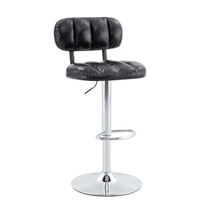 English Elm Set of 2 Adjustable Pu Leather Barstools with Chrome Base for Kitchen or Home Bar Black,Silver W3875P378576