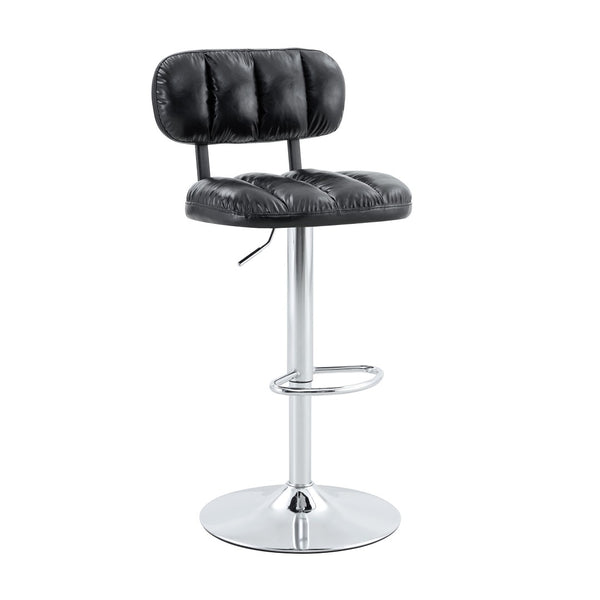 English Elm Set of 2 Adjustable Pu Leather Barstools with Chrome Base for Kitchen or Home Bar Black,Silver W3875P378576