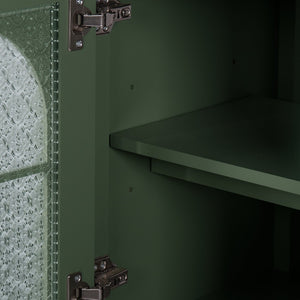 English Elm 35.6" Freestanding Bathroom Vanity with Roman Column Base and Ceramic Integrated Sink Green W1801S00010