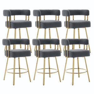 English Elm Ts Teddy Fleece Accent Chair Set of Two with Gold Square Legs for Glam Modern Spaces Gray W2311P412752