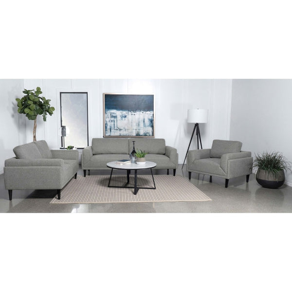 English Elm Andrena Track Arm Loveseat with Pocket Coil Support and Sleek Black Wood Legs B062P358305
