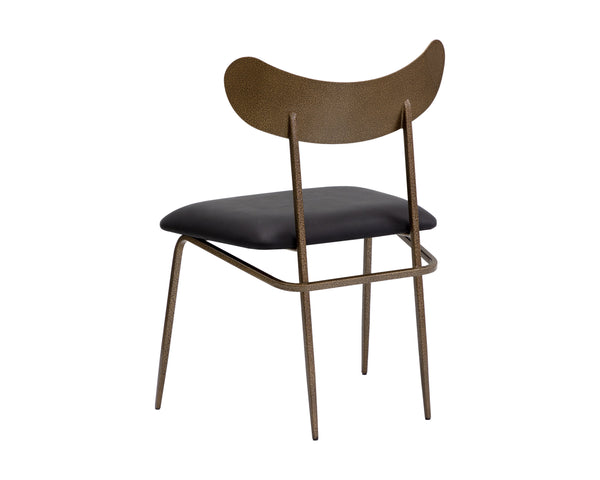 Sunpan Gibbons Dining Chair - Unique Mid-Century Modern Design with Handcrafted Leather and Iron Frame Antique Brass / Charcoal Black Leather