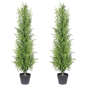 English Elm 4' Artificial Pine Tree Set of 2 Real Touch Lifelike Needles Indoor Outdoor Decor W3912P437636