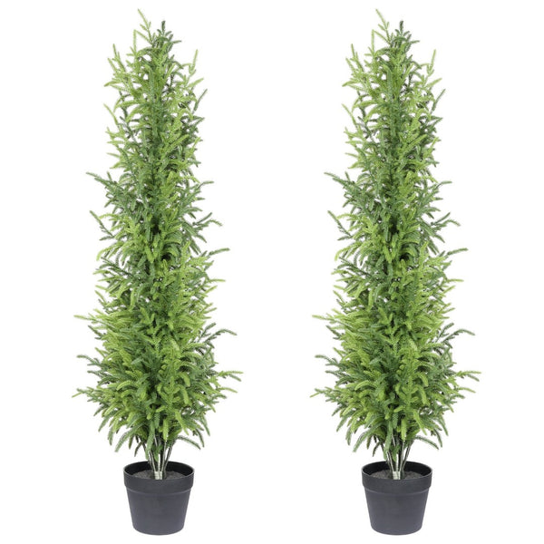 English Elm 4' Artificial Pine Tree Set of 2 Real Touch Lifelike Needles Indoor Outdoor Decor W3912P437636