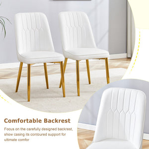 English Elm Table Set Extendable Round Oval Mdf White Gold Legs Six Pu Chairs Modern Dining W1151S03955