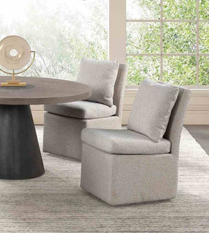 English Elm Light Gray Finish Contemporary Dining Chair Set of 2 with Removable Back Pillow, Casters, Cushioned Comfort for Modern Homes Cafés B2741P406963