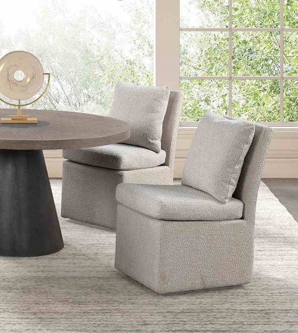 English Elm Light Gray Finish Contemporary Dining Chair Set of 2 with Removable Back Pillow, Casters, Cushioned Comfort for Modern Homes Cafés B2741P406963