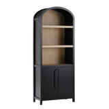 Chantelle Modern Arched Bookcase with Statement Wood Cabinet Pulls Black WECHA41OS2BL0 Walker Edison