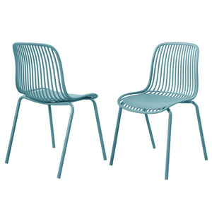 English Elm Eldred Outdoor Stackable Dining Chairs Set of 2 Uv Resistant Patio Seating Sky Blue N776P390471B