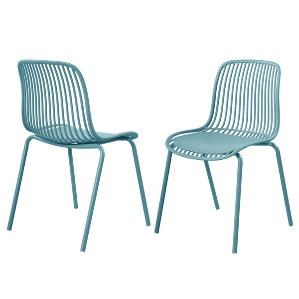 English Elm Eldred Outdoor Stackable Dining Chairs Set of 2 Uv Resistant Patio Seating Sky Blue N776P390471B