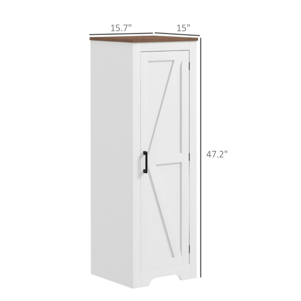 English Elm Living Room Barn Door Accent Cabinet Rustic Farmhouse Freestanding Narrow Storage Unit T3971P469757
