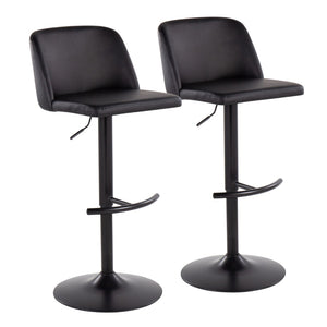 English Elm Toriano Adjustable Bar Stool Set Of 2 – Modern Black Steel Frame & Faux Leather Swivel Comfort B202S01025-GIGA
