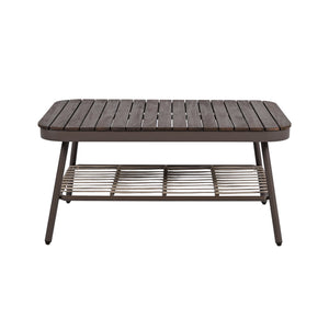 English Elm Christopher Knight Home® - 4-Piece Outdoor Patio Set with Woven Rope U-Back, Steel Frame, Thick Cushions & Acacia Table for Garden Brown+Beige N780P209458R