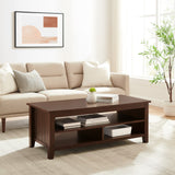 English Elm Walker Edison - Coastal Grooved Panel Coffee Table With Lower Shelf – Dark Walnut