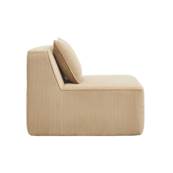 English Elm Martha Armless Corduroy Sofa Deep Seat Lounge Design with Cloud Comfort Pillows Camel W3041P353166