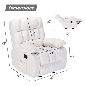 English Elm Recliner Rocker Chair Upholstered with Side Pocket and Footrest for Living Room T3623P438638