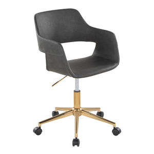 English Elm Margarite Contemporary Task Chair In Gold & Grey Faux Leather - Stylish, Ergonomic & Adjustable Comfort B202P223914