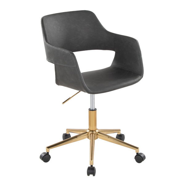 English Elm Margarite Contemporary Task Chair In Gold & Grey Faux Leather - Stylish, Ergonomic & Adjustable Comfort B202P223914