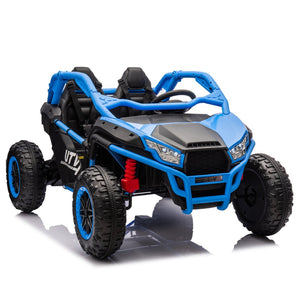 English Elm 24v Two Seater Kids Utv with Parental Remote Dual Motors Four Wheel Suspension Led Blue W1578P198432
