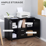 English Elm Vinsetto Multifunction Office Filing Cabinet Printer Stand With 2 Drawers, 2 Shelves, & Smooth Counter Surface, Black