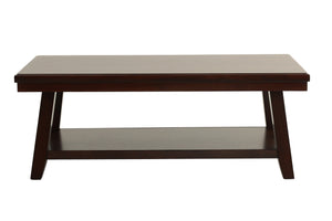 English Elm New Walnut Finish 1pc Coffee Table with Open Shelf, 47"x24" Modern Walnut Veneer Top & Solid Legs B011P396185
