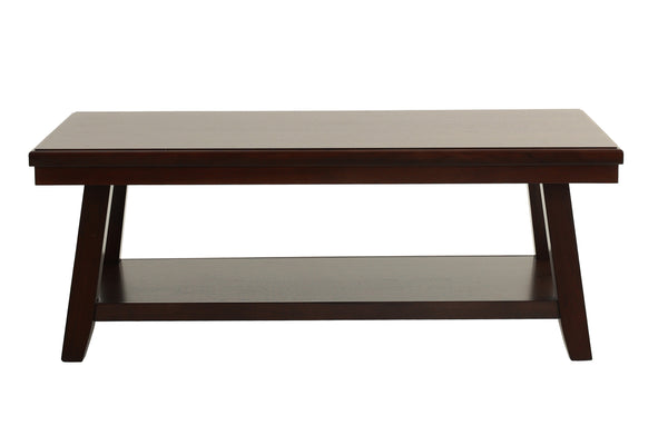 English Elm New Walnut Finish 1pc Coffee Table with Open Shelf, 47"x24" Modern Walnut Veneer Top & Solid Legs B011P396185