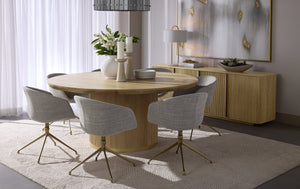 Sunpan Kalla Sideboard: Elegant Oak Design with Brushed Gold Accents, Soft Closing Doors, and Adjustable Shelves Rustic Oak