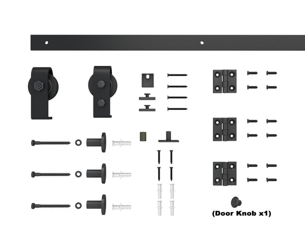 English Elm 24 in Primed Mdf Bi-fold Barn Door with Raised 6-panel Profile and Sliding Hardware Black B2763P490982