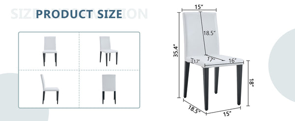 English Elm White Pu Leather Dining Chair with Ergonomic Back and Black Metal Base for Modern Interiors W1151S04615