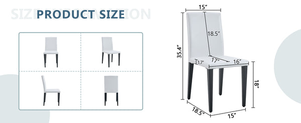 English Elm Two White PU dining chairs with black metal legs, ergonomic cushioned seats, anti-slip feet, modern stylish design (2 pcs) W1151P263130