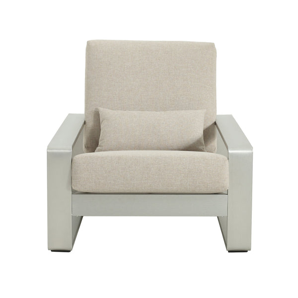 English Elm Christopher Knight Home® - La Plata Lounge Chair - Elegant Silver Aluminum Frame With Beige Olefin Cushion For Indoor & Outdoor N775P211257S