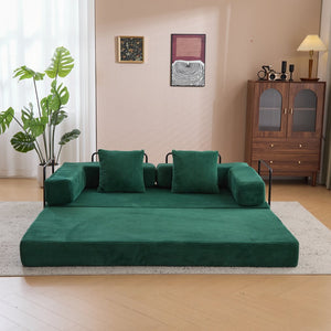 English Elm Floor Couch Convertible Sofa Bed With Pillow Back Support - Comfy Corduroy Lounge For Small Spaces W3723P345018