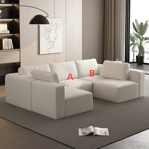 English Elm 104.32*70.86 Modular Sectional Sofa Sleeper - Customizable White Couch With Chaise & Ottoman Set W1829S00044