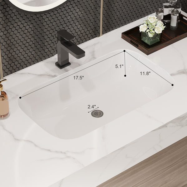 English Elm 39.4'' Floating Bathroom Vanity with Ceramic Sink and Sintered Stone Top, Wall-Mount Modern Design White + Light Oak W3136S00003