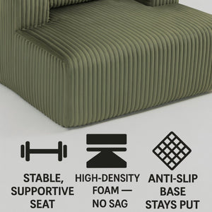 English Elm Sofa Bed Compact Corduroy Convertible Sleeper with Lumbar Pillows for Studio Apartments Green W3326P345960