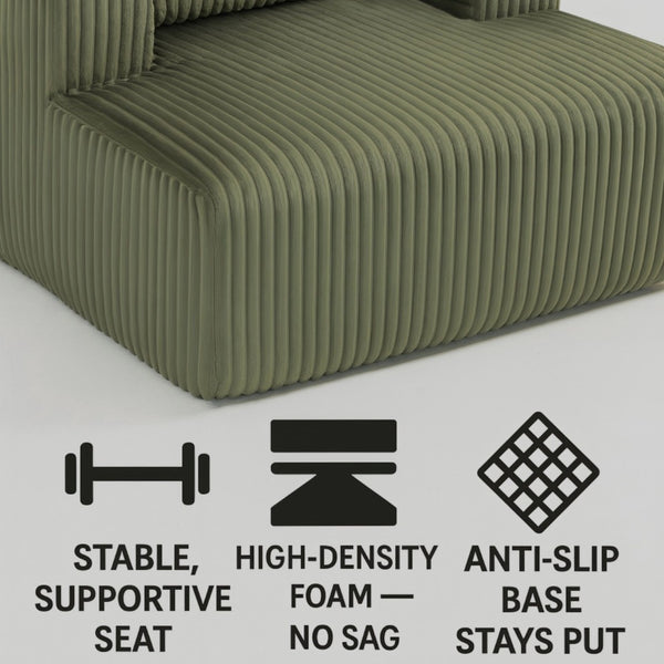 English Elm Sofa Bed Compact Corduroy Convertible Sleeper with Lumbar Pillows for Studio Apartments Green W3326P345960