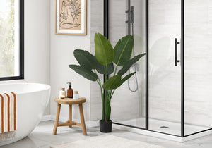 English Elm Artificial Bird Of Paradise Tree, 44" Tall Faux Plant In Black Pot - Lush Indoor Greenery Decor B2710P220054