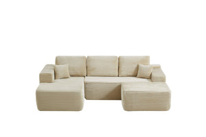English Elm 104''cloud Modular U-shaped Sectional Plush Corduroy Deep Seat Sofa for Living Room W3975S00028