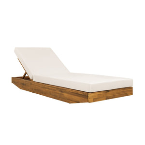 English Elm Boat-shape Acacia Wood Outdoor Chaise Lounge Slatted Teak Finish Poolside Recliner N770P380117T_65429.00CUSH