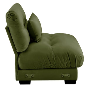 English Elm Milano Velvet Armless Sofa with Cloud Seat Cushion and Bolster Pillows for Luxe Living Room Comfort Olive Green W714P228727