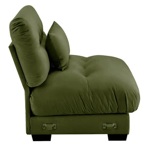 English Elm Milano Velvet Armless Sofa Plush Cloud Cushions Modular Living Room Lounge Seating Olive Green W714P293268