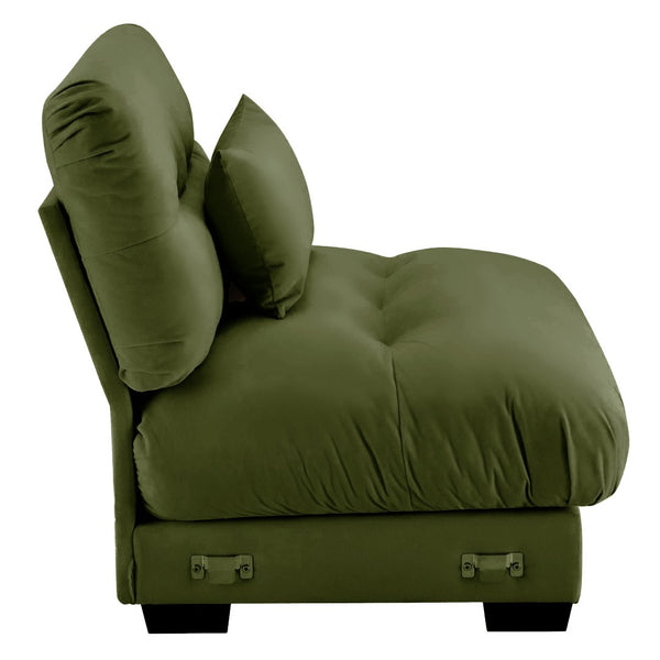 English Elm Milano Velvet Armless Sofa Plush Cloud Cushions Modular Living Room Lounge Seating Olive Green W714P293268