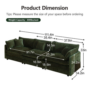 English Elm 2-piece Modular Green Chenille Sofa Set with Deep Cushioned Seating for Living Room W714S00463
